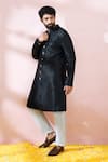 Buy_Arihant Rai Sinha_Black Polyester, Viscose Geometric Woven Sherwani And Pant Set 