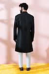 Shop_Arihant Rai Sinha_Black Polyester, Viscose Geometric Woven Sherwani And Pant Set _at_Aza_Fashions