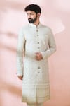 Buy_Arihant Rai Sinha_White Georgette, Polyester, Viscose Sequins, Embroidery, Sherwani And Pant 