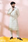 Buy_Arihant Rai Sinha_White Georgette, Polyester, Viscose Sequins, Embroidery, Sherwani And Pant _at_Aza_Fashions