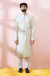 Arihant Rai Sinha_White Silk, Polyester, Viscose Embroidery, Sequins, Paisley Sherwani And Pant Set _Online_at_Aza_Fashions