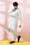 Shop_Arihant Rai Sinha_White Silk, Polyester, Viscose Embroidery, Sequins, Paisley Sherwani And Pant Set _Online_at_Aza_Fashions