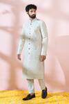 Buy_Arihant Rai Sinha_White Silk, Polyester, Viscose Embroidery, Sequins, Paisley Sherwani And Pant Set 