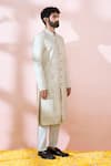 Buy_Arihant Rai Sinha_White Silk, Polyester, Viscose Embroidery, Sequins, Paisley Sherwani And Pant Set _Online