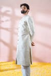 Arihant Rai Sinha_White Silk, Polyester, Viscose Embroidery, Sequins, Paisley Sherwani And Pant Set 