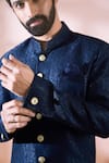 Buy_Arihant Rai Sinha_Blue Polyester, Viscose Geometric Pattern Sherwani And Pant Set 