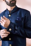 Arihant Rai Sinha_Blue Polyester, Viscose Geometric Pattern Sherwani And Pant Set 