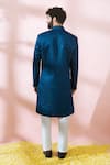 Shop_Arihant Rai Sinha_Blue Polyester, Viscose Geometric Pattern Sherwani And Pant Set _at_Aza_Fashions