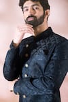 Shop Arihant Rai Sinha Black Polyester, Viscose Geometric Pattern Sherwani And Pant Set Shop_Arihant Rai Sinha_Black Polyester, Viscose Geometric Pattern Sherwani And Pant Set