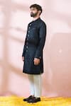Shop Arihant Rai Sinha Black Polyester, Viscose Geometric Pattern Sherwani And Pant Set Online Shop_Arihant Rai Sinha_Black Polyester, Viscose Geometric Pattern Sherwani And Pant Set _Online