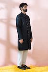 Arihant Rai Sinha Black Polyester, Viscose Geometric Pattern Sherwani And Pant Set Arihant Rai Sinha_Black Polyester, Viscose Geometric Pattern Sherwani And Pant Set