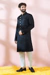 Arihant Rai Sinha Black Polyester, Viscose Geometric Pattern Sherwani And Pant Set Arihant Rai Sinha_Black Polyester, Viscose Geometric Pattern Sherwani And Pant Set