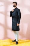 Arihant Rai Sinha Black Polyester, Viscose Geometric Pattern Sherwani And Pant Set Arihant Rai Sinha_Black Polyester, Viscose Geometric Pattern Sherwani And Pant Set