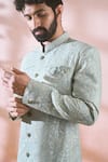 Arihant Rai Sinha Green Silk, Polyester, Viscose Embroidery, Sequins, Metallic Sherwani And Pant Arihant Rai Sinha_Green Silk, Polyester, Viscose Embroidery, Sequins, Metallic Sherwani And Pant