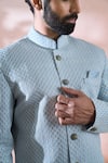 Arihant Rai Sinha_Blue Silk, Polyester, Viscose Embroidery, Geometric Sherwani And Pant Set _Online_at_Aza_Fashions