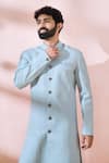 Buy_Arihant Rai Sinha_Blue Silk, Polyester, Viscose Embroidery, Geometric Sherwani And Pant Set _Online_at_Aza_Fashions