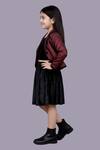 Lil Drama Maroon Jacquard, Velvet Jacket And Skirt Set Online at Aza Fashions Lil Drama_Maroon Jacquard, Velvet Jacket And Skirt Set _Online_at_Aza_Fashions