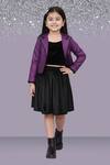 Buy Lil Drama Purple Jacquard, Velvet Jacket And Skirt Set at Aza Fashions Buy_Lil Drama_Purple Jacquard, Velvet Jacket And Skirt Set _at_Aza_Fashions