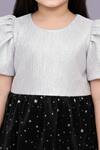 Shop_Lil Drama_White Jacquard, Velvet Foil Printing Top And Star Skirt Set _Online_at_Aza_Fashions