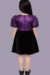 Shop_Lil Drama_Purple Jacquard, Velvet Puff Sleeve Top And Skirt Set _at_Aza_Fashions