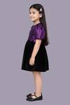 Lil Drama_Purple Jacquard, Velvet Puff Sleeve Top And Skirt Set _Online_at_Aza_Fashions