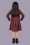 Shop Lil Drama Maroon Jacquard Woven Jacket And Skirt Set at Aza Fashions Shop_Lil Drama_Maroon Jacquard Woven Jacket And Skirt Set _at_Aza_Fashions