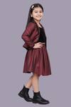 Lil Drama Maroon Jacquard Woven Jacket And Skirt Set Online at Aza Fashions Lil Drama_Maroon Jacquard Woven Jacket And Skirt Set _Online_at_Aza_Fashions