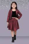 Buy Lil Drama Maroon Jacquard Woven Jacket And Skirt Set at Aza Fashions Buy_Lil Drama_Maroon Jacquard Woven Jacket And Skirt Set _at_Aza_Fashions