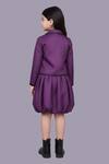 Shop Lil Drama Purple Jacquard Woven Jacket And Bubble Skirt Set at Aza Fashions Shop_Lil Drama_Purple Jacquard Woven Jacket And Bubble Skirt Set _at_Aza_Fashions