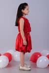 Shop Lil Drama Red Georgette, Satin, Polyester Fabric Floral Applique Top And Bubble Skirt Set Online at Aza Fashions Shop_Lil Drama_Red Georgette, Satin, Polyester Fabric Floral Applique Top And Bubble Skirt Set _Online_at_Aza_Fashions