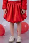 Lil Drama Red Georgette, Polyester, Satin Fabric Floral Applique Jacket And Bubble Skirt Set Online at Aza Fashions Lil Drama_Red Georgette, Polyester, Satin Fabric Floral Applique Jacket And Bubble Skirt Set _Online_at_Aza_Fashions