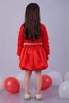 Shop Lil Drama Red Georgette, Polyester, Satin Fabric Floral Applique Jacket And Bubble Skirt Set at Aza Fashions Shop_Lil Drama_Red Georgette, Polyester, Satin Fabric Floral Applique Jacket And Bubble Skirt Set _at_Aza_Fashions