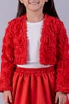 Shop Lil Drama Red Georgette, Polyester, Satin Fabric Floral Applique Jacket And Bubble Skirt Set Online at Aza Fashions Shop_Lil Drama_Red Georgette, Polyester, Satin Fabric Floral Applique Jacket And Bubble Skirt Set _Online_at_Aza_Fashions