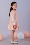 Buy Lil Drama Peach Net, Satin Sequins Jacket And Gathered Skirt Set Online at Aza Fashions Buy_Lil Drama_Peach Net, Satin Sequins Jacket And Gathered Skirt Set _Online_at_Aza_Fashions