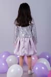 Shop Lil Drama Purple Net, Satin Sequins, Bows Embellished Jacket And Skirt Set at Aza Fashions Shop_Lil Drama_Purple Net, Satin Sequins, Bows Embellished Jacket And Skirt Set _at_Aza_Fashions