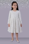 Buy_Lil Drama_White Satin, Velvet Sequins, Bows Embroidered Dress _at_Aza_Fashions