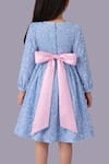 Shop_Lil Drama_Blue Satin, Velvet Sequins, Bows Full Sleeve Dress _Online_at_Aza_Fashions