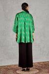 Shop_Shivani Bhargava_Green Silk Mandarin Collar Zari Ikat Pattern Tunic _at_Aza_Fashions