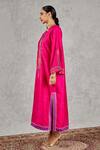 Shivani Bhargava_Pink Silk Embroidery, Sequins, Beads Split V-neck Kaftan _Online_at_Aza_Fashions