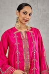 Shivani Bhargava_Pink Silk Embroidery, Sequins, Beads Split V-neck Kaftan _at_Aza_Fashions