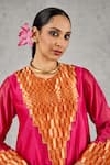 Buy_Shivani Bhargava_Pink Chanderi Round Neck Geometric Woven Short Kurta _Online_at_Aza_Fashions