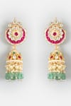 Shop_Vivinia By Vidhi Mehra_Multi Color Stones, Pearls, Beads Studded Jhumkas _at_Aza_Fashions
