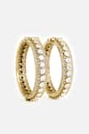 Vivinia By Vidhi Mehra_Gold Plated Stones, Crystals Moissanite Kundan And Polki Embellished Bangles _Online_at_Aza_Fashions