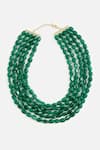 Shop_Vivinia By Vidhi Mehra_Green Emerald Layered Statement Necklace _at_Aza_Fashions
