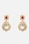 Shop Vivinia By Vidhi Mehra Gold Plated Crystals, Stones Teardrop Statement Earrings at Aza Fashions Shop_Vivinia By Vidhi Mehra_Gold Plated Crystals, Stones Teardrop Statement Earrings _at_Aza_Fashions