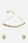 Shop_Vivinia By Vidhi Mehra_Gold Plated Stones, Pearls, Kundan Polki Floral Choker Necklace Set _at_Aza_Fashions