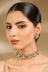 Buy_Vivinia By Vidhi Mehra_Gold Plated Stones, Pearls, Kundan Polki Floral Choker Necklace Set _at_Aza_Fashions