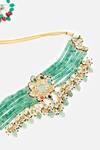 Vivinia By Vidhi Mehra_Green Beads, Pearls, Stones Gold And Beaded Choker Set _Online_at_Aza_Fashions