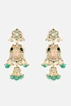 Vivinia By Vidhi Mehra_Multi Color Beads, Stones, Pearls Emerald Drop Statement Earrings _Online_at_Aza_Fashions