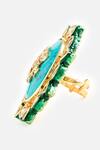 Vivinia By Vidhi Mehra_Turquoise Stones, Crystals Statement Ring _Online_at_Aza_Fashions